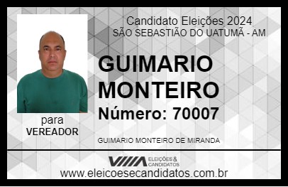 Candidato GUIMARIO MONTEIRO 2024 - SÃO SEBASTIÃO DO UATUMÃ - Eleições