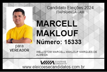 Candidato MARCELL MAKLOUF 2024 - ITAPIRANGA - Eleições