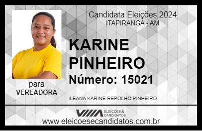 Candidato KARINE PINHEIRO 2024 - ITAPIRANGA - Eleições