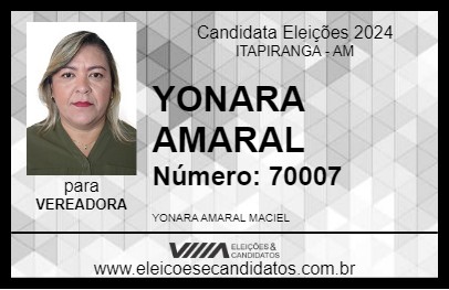 Candidato YONARA AMARAL 2024 - ITAPIRANGA - Eleições