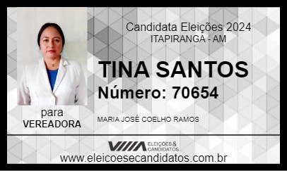 Candidato TINA SANTOS 2024 - ITAPIRANGA - Eleições