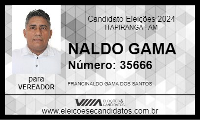 Candidato NALDO GAMA 2024 - ITAPIRANGA - Eleições