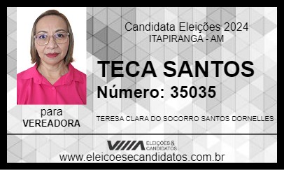 Candidato TECA SANTOS 2024 - ITAPIRANGA - Eleições