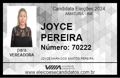 Candidato JOYCE PEREIRA 2024 - AMATURÁ - Eleições