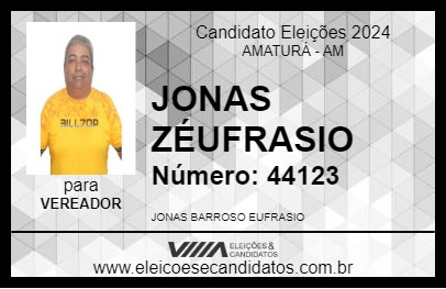 Candidato JONAS ZÉUFRASIO 2024 - AMATURÁ - Eleições