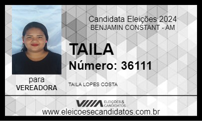 Candidato TAILA 2024 - BENJAMIN CONSTANT - Eleições