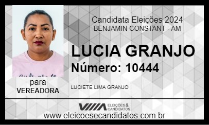 Candidato LUCIA GRANJO 2024 - BENJAMIN CONSTANT - Eleições