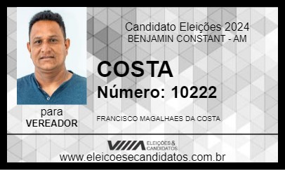 Candidato COSTA 2024 - BENJAMIN CONSTANT - Eleições