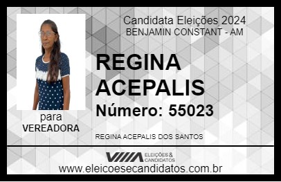 Candidato REGINA ACEPALIS 2024 - BENJAMIN CONSTANT - Eleições