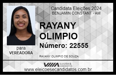 Candidato RAYANY OLIMPIO 2024 - BENJAMIN CONSTANT - Eleições