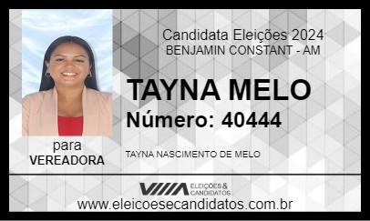 Candidato TAYNA MELO 2024 - BENJAMIN CONSTANT - Eleições