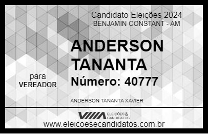 Candidato ANDERSON TANANTA 2024 - BENJAMIN CONSTANT - Eleições