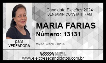 Candidato MARIA FARIAS 2024 - BENJAMIN CONSTANT - Eleições