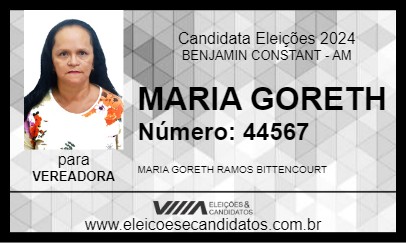 Candidato MARIA GORETH 2024 - BENJAMIN CONSTANT - Eleições