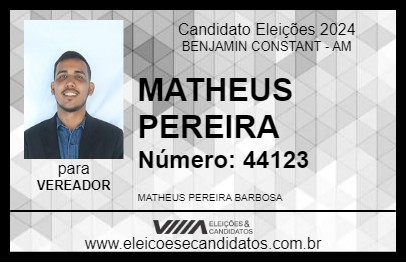 Candidato MATHEUS PEREIRA 2024 - BENJAMIN CONSTANT - Eleições