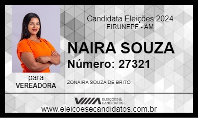 Candidato NAIRA SOUZA 2024 - EIRUNEPÉ - Eleições