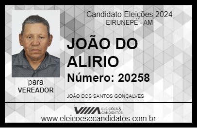 Candidato JOÃO DO ALIRIO 2024 - EIRUNEPÉ - Eleições