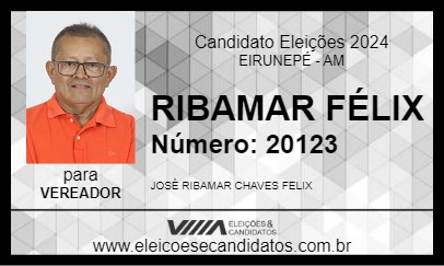 Candidato RIBAMAR FÉLIX 2024 - EIRUNEPÉ - Eleições