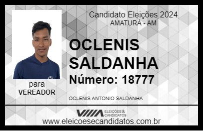 Candidato OCLENIS SALDANHA 2024 - AMATURÁ - Eleições