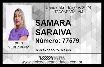 Candidato SAMARA SARAIVA 2024 - ITACOATIARA - Eleições