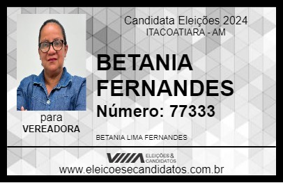 Candidato BETANIA FERNANDES 2024 - ITACOATIARA - Eleições