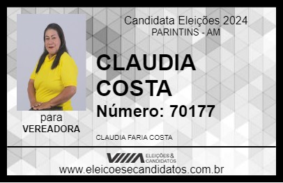 Candidato CLAUDIA COSTA 2024 - PARINTINS - Eleições