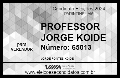 Candidato PROFESSOR JORGE KOIDE 2024 - PARINTINS - Eleições