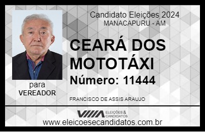 Candidato CEARÁ DOS MOTOTÁXI 2024 - MANACAPURU - Eleições