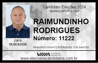 Candidato RAIMUNDINHO RODRIGUES 2024 - MANACAPURU - Eleições