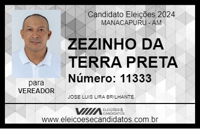 Candidato ZEZINHO DA TERRA PRETA 2024 - MANACAPURU - Eleições