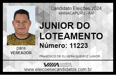 Candidato JUNIOR DO LOTEAMENTO 2024 - MANACAPURU - Eleições