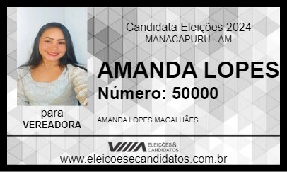 Candidato AMANDA LOPES 2024 - MANACAPURU - Eleições