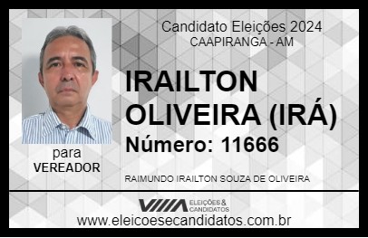 Candidato IRAILTON OLIVEIRA (IRÁ) 2024 - CAAPIRANGA - Eleições