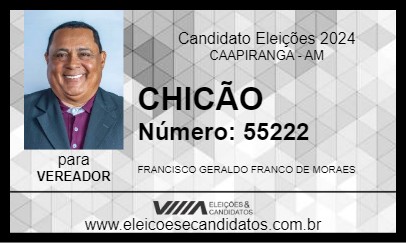 Candidato CHICÃO 2024 - CAAPIRANGA - Eleições