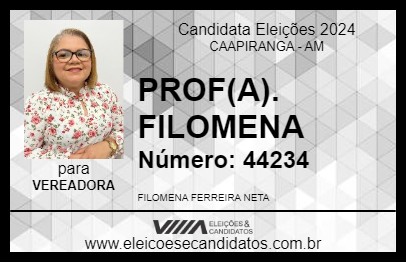 Candidato PROF(A). FILOMENA 2024 - CAAPIRANGA - Eleições