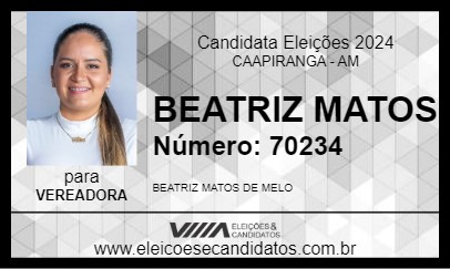 Candidato BEATRIZ MATOS 2024 - CAAPIRANGA - Eleições