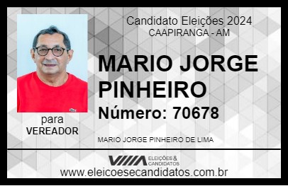 Candidato MARIO JORGE PINHEIRO 2024 - CAAPIRANGA - Eleições