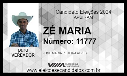 Candidato ZÉ MARIA 2024 - APUÍ - Eleições