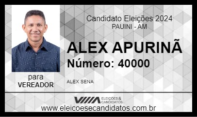 Candidato ALEX APURINÃ 2024 - PAUINI - Eleições