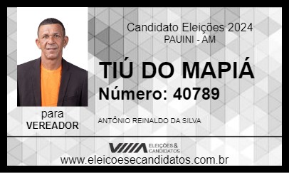 Candidato TIÚ DO MAPIÁ 2024 - PAUINI - Eleições