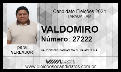 Candidato VALDOMIRO 2024 - TAPAUÁ - Eleições