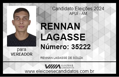 Candidato RENNAN LAGASSE 2024 - APUÍ - Eleições