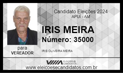 Candidato IRIS MEIRA 2024 - APUÍ - Eleições