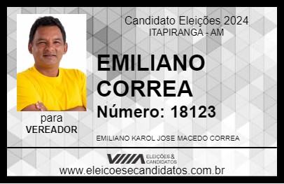 Candidato EMILIANO CORREA 2024 - ITAPIRANGA - Eleições