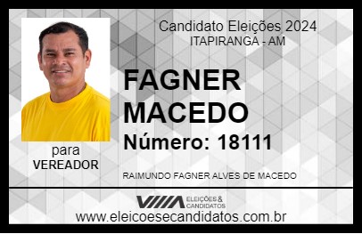 Candidato FAGNER MACEDO 2024 - ITAPIRANGA - Eleições