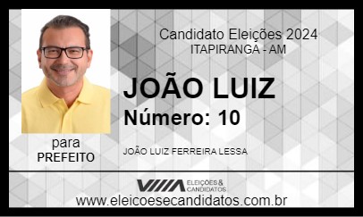 Candidato JOÃO LUIZ 2024 - ITAPIRANGA - Eleições