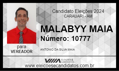 Candidato MALABYY MAIA 2024 - CARAUARI - Eleições