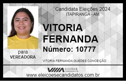 Candidato VITORIA FERNANDA 2024 - ITAPIRANGA - Eleições