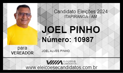 Candidato JOEL PINHO 2024 - ITAPIRANGA - Eleições