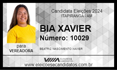 Candidato BIA XAVIER 2024 - ITAPIRANGA - Eleições